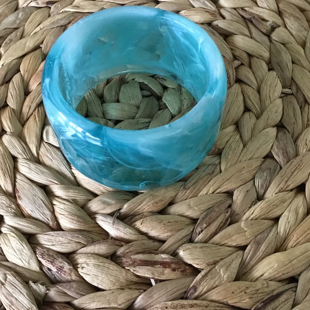 Turquoise Resin Decorative Bangle Bracelet - Unbranded